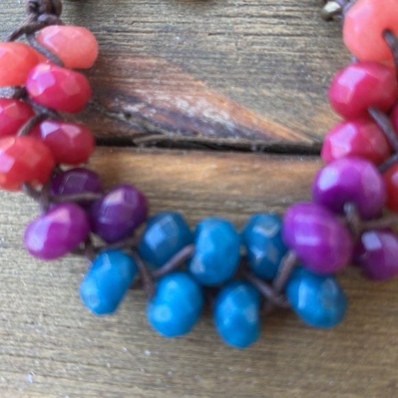 Fossil Chunky Faceted Beaded Ombré Rainbow Bracelet! EUC - Picture 4 of 11